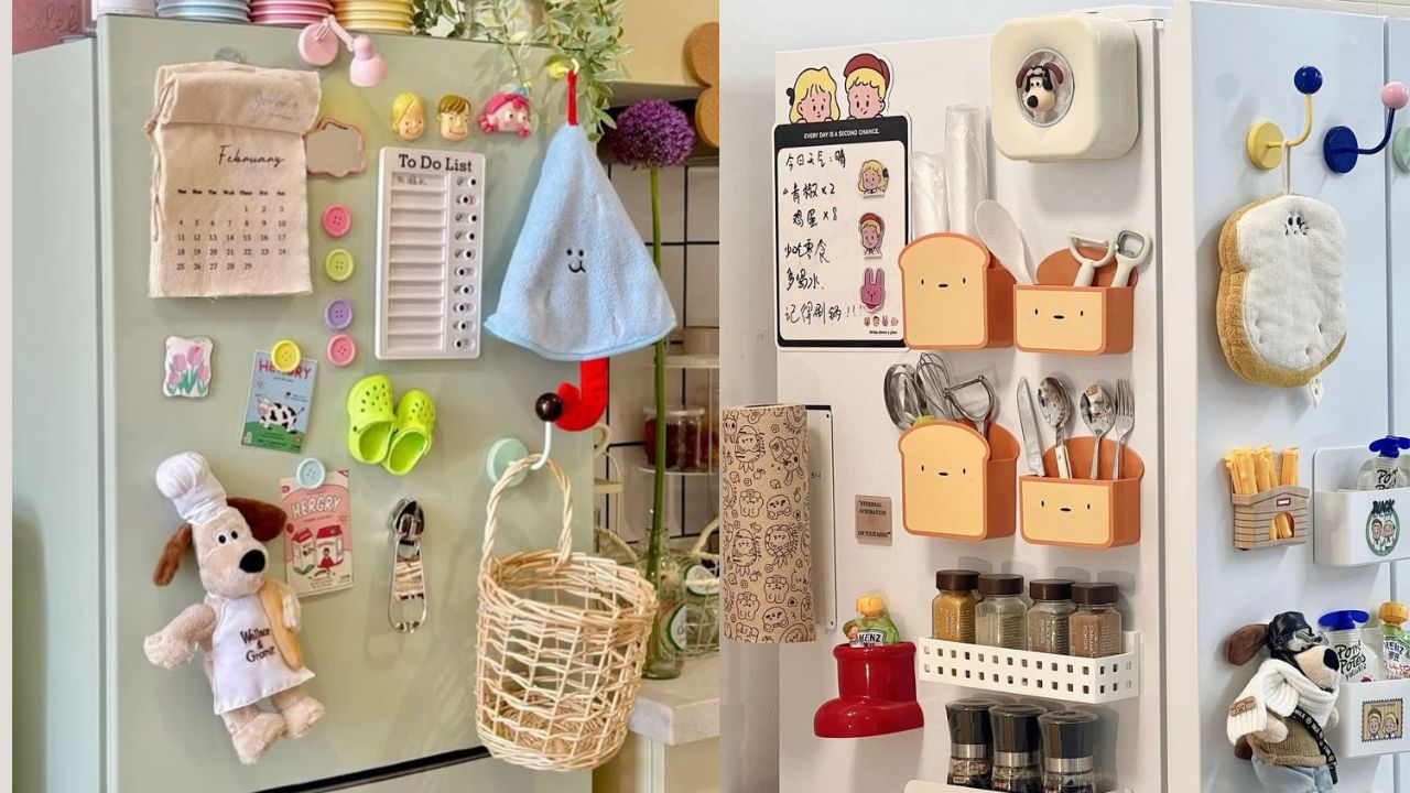 decora&ccedil;&atilde;o da geladeira com objetos