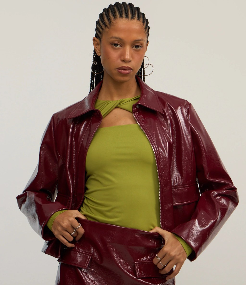 Jaqueta de couro vermelha