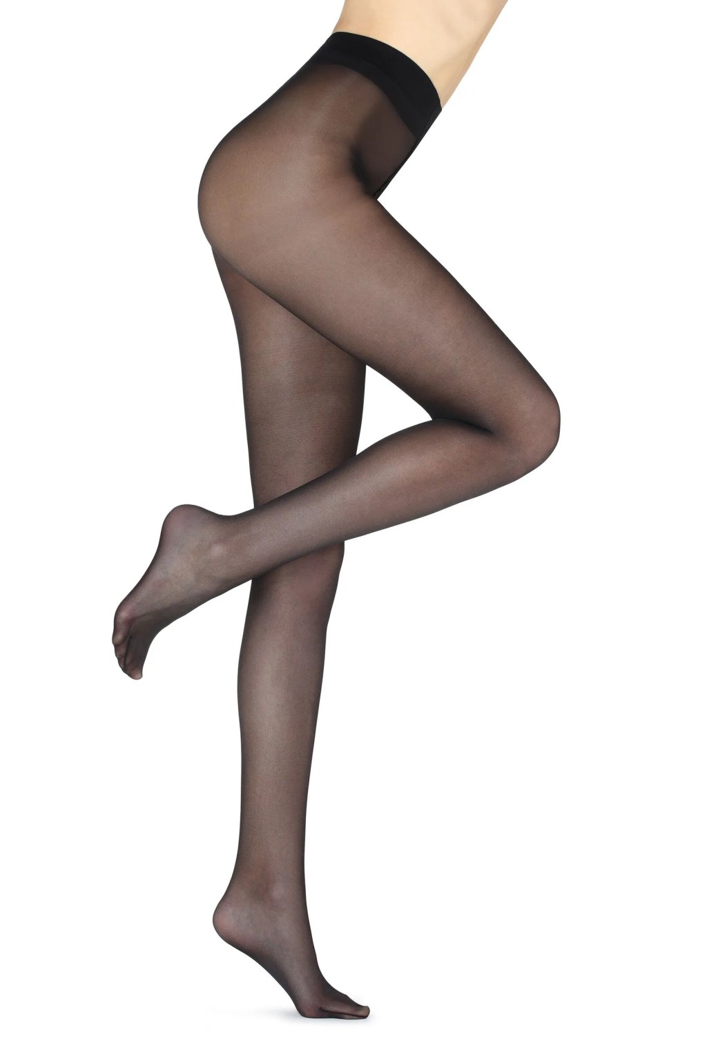 Meia-cal&ccedil;a preta transparente