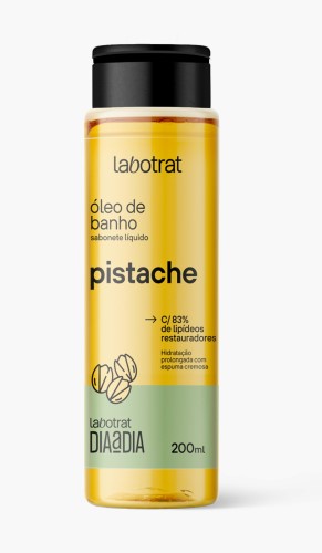 Embalagem de sabonete em óleo da Labotrat. Ela é amarela com detalhes em verde e preto
