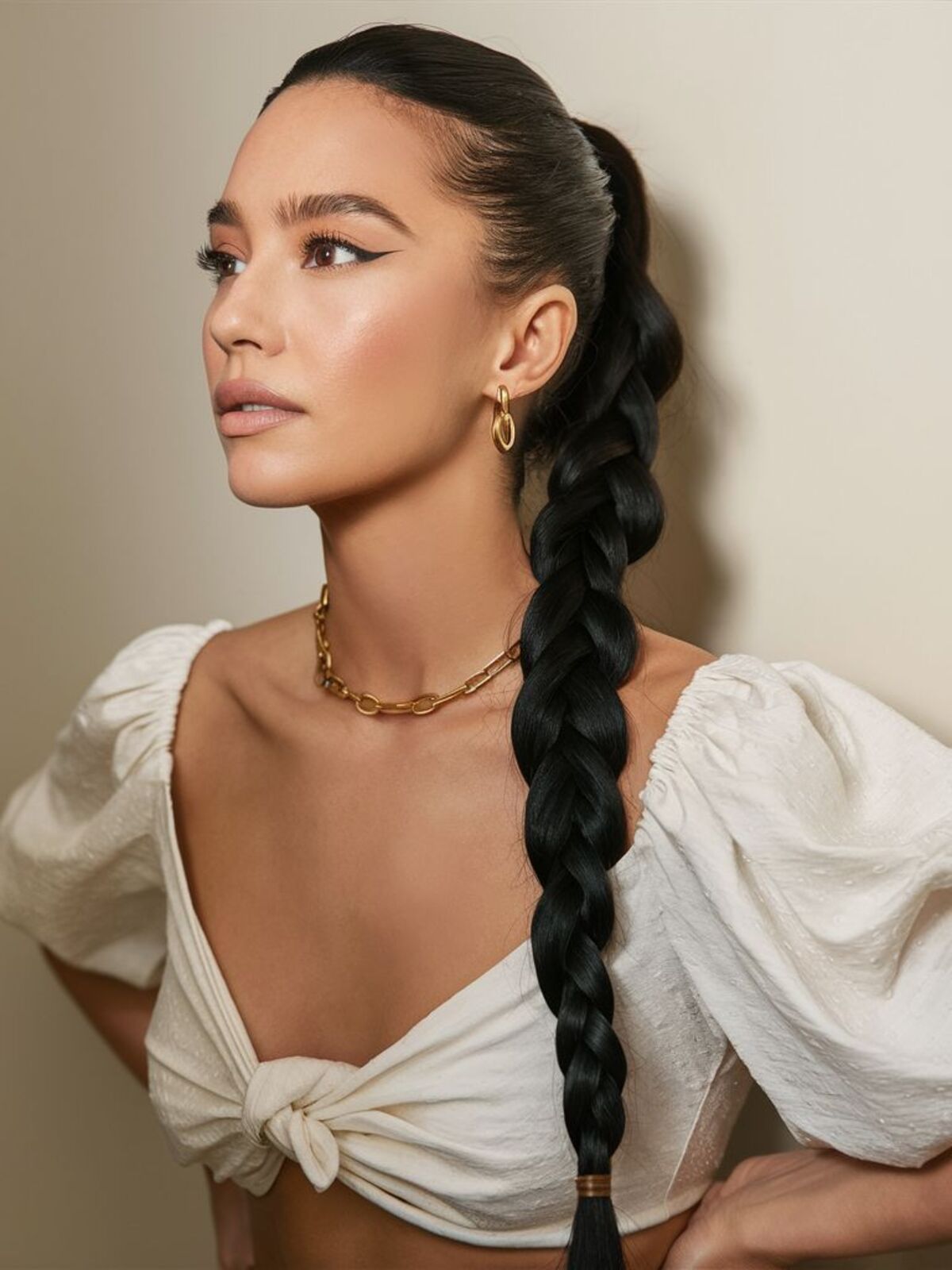 Imagem de penteado para festival com tran&ccedil;a.