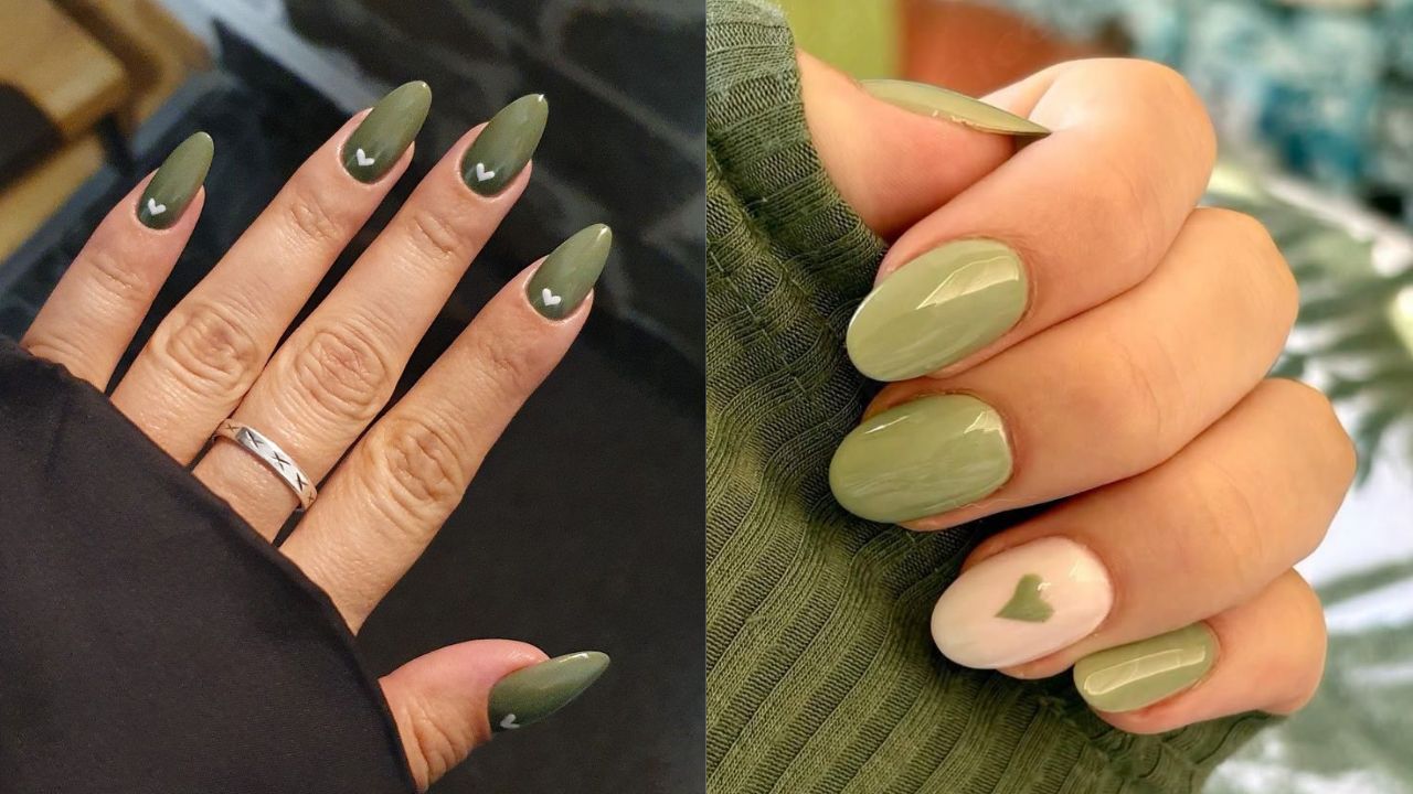 Nail art verde e branca que une delicadeza e ousadia.