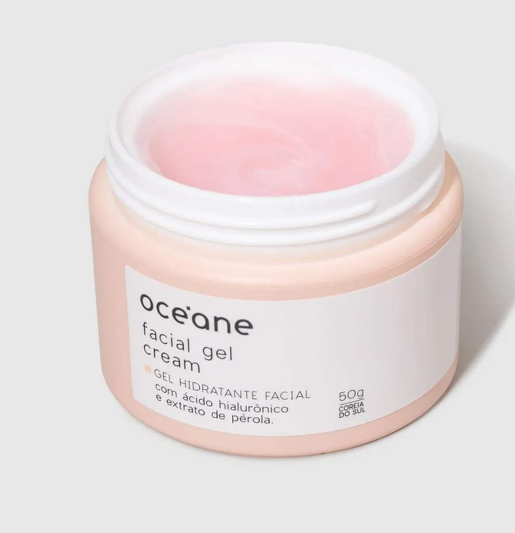 Gel Hidratante Facial com Ácido Hialurônico e Extrato de Pérola, de Océane