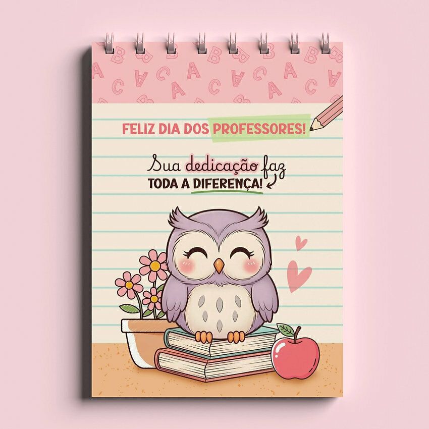 Imagem de bloquinho de notas para lembrancinha de dia dos professores.