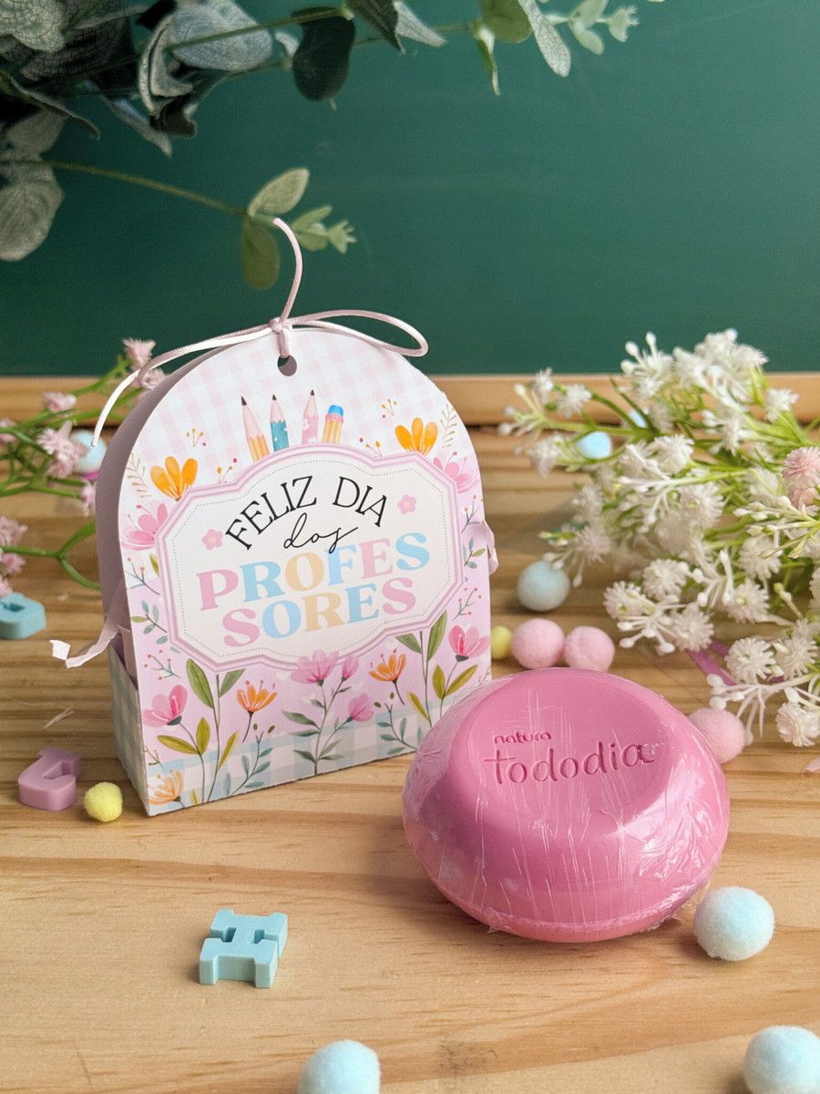 Imagem de lembrancinha de sabonete da Natura pro dia dos professores.