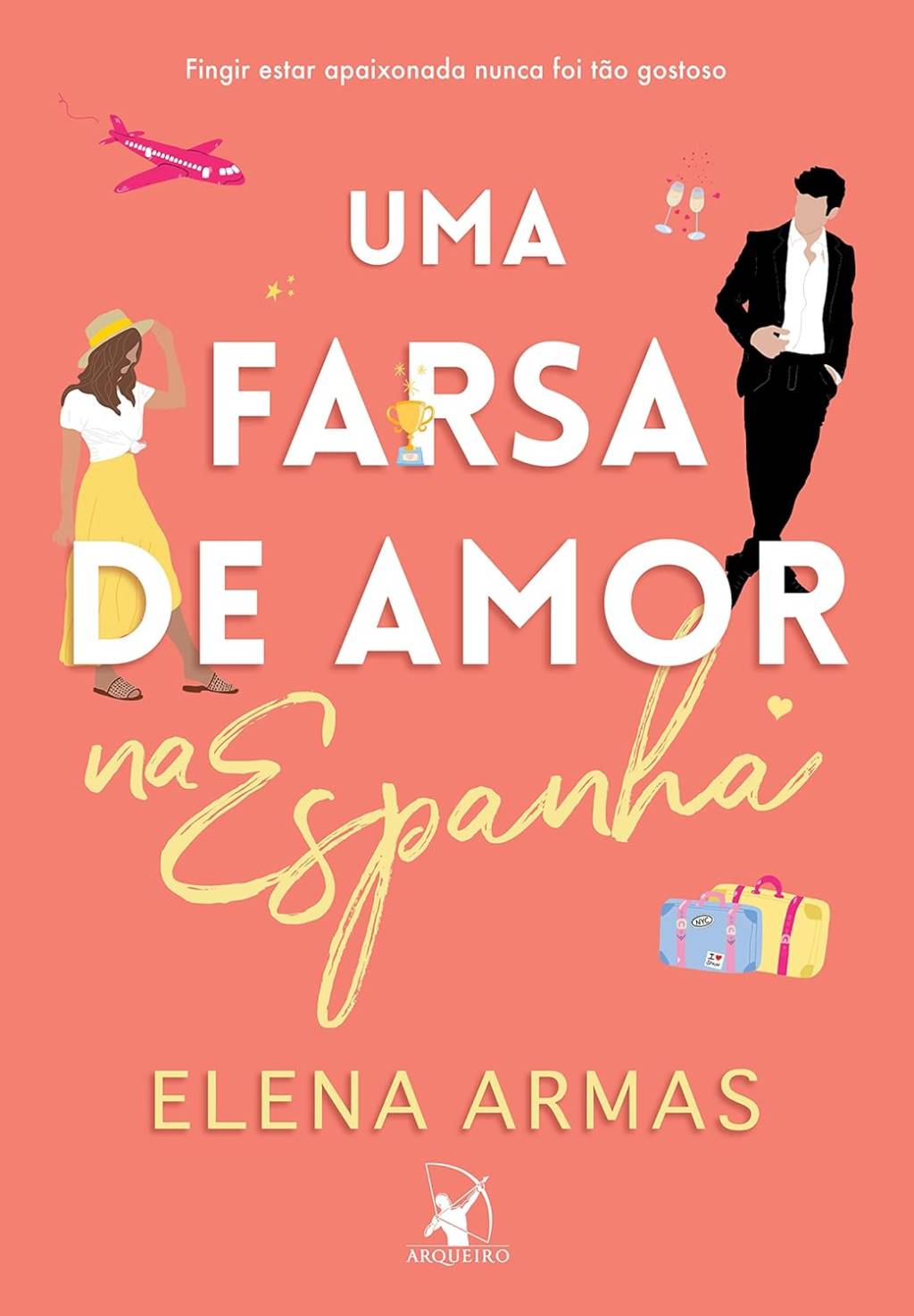 Capa laranja do livro "Uma farsa de amor na Espanha"