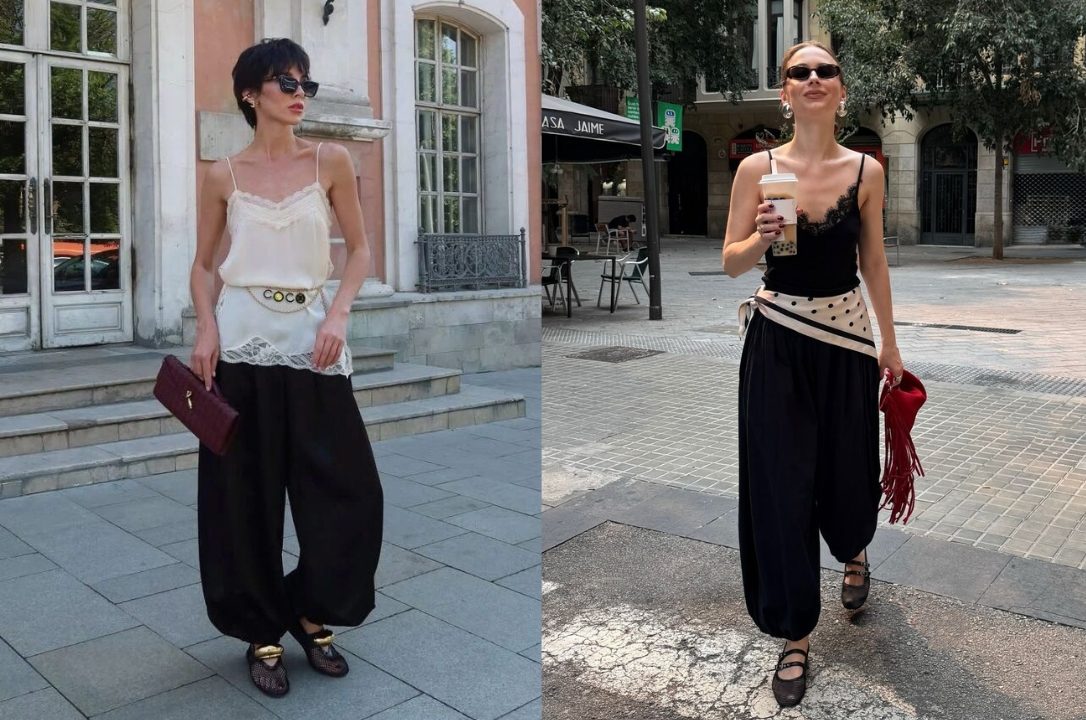 Modelagem ampla e cintura marcada: o charme da cal&ccedil;a aladim em alta.