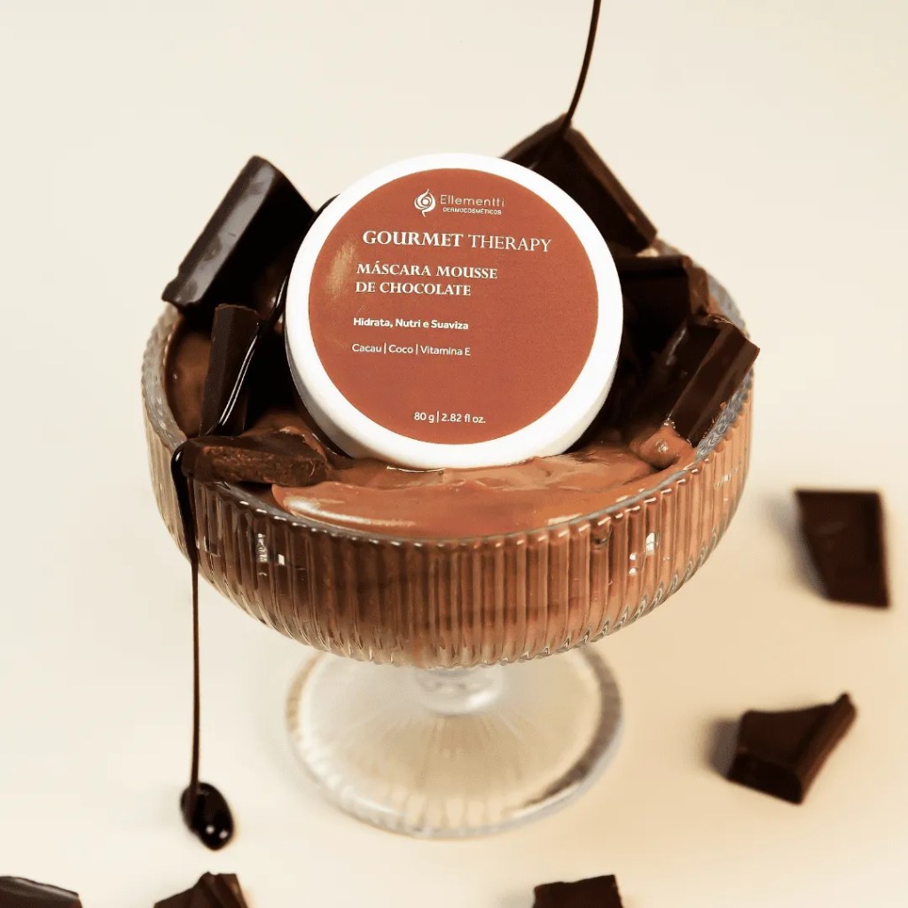A m&aacute;scara Ellementti &ldquo;Mousse de Chocolate&rdquo; &eacute; um tratamento facial da linha Gourmet Therapy