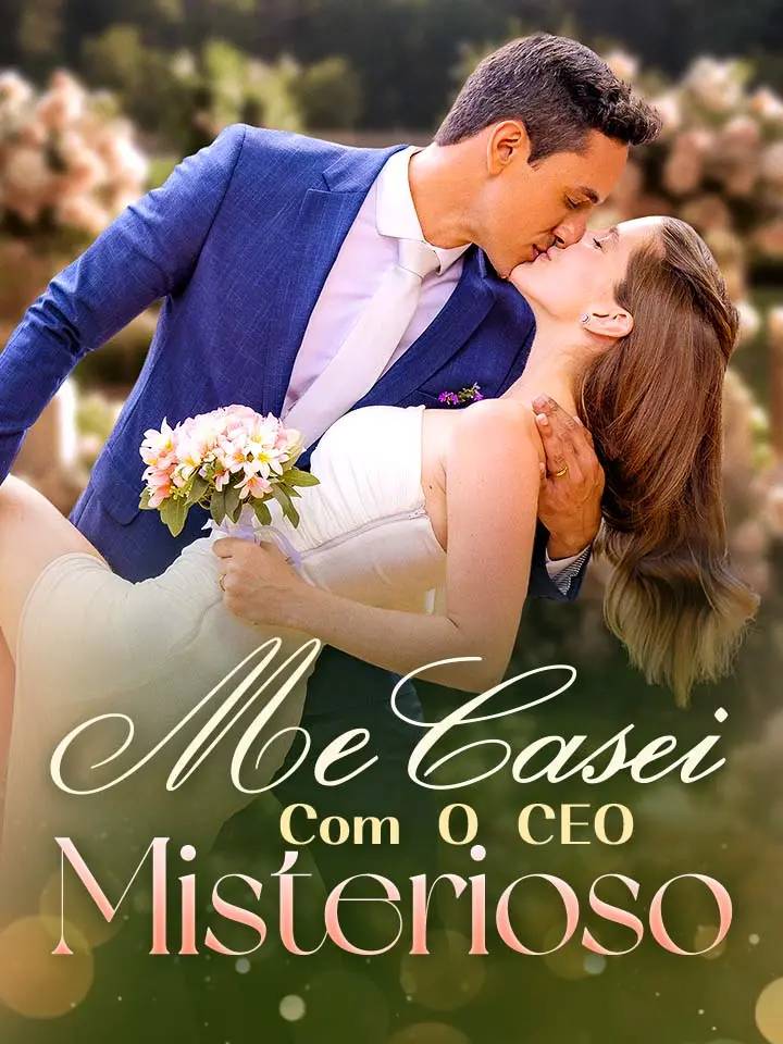 Mostral um casal de noivos se beijando na capa da novela vertical 