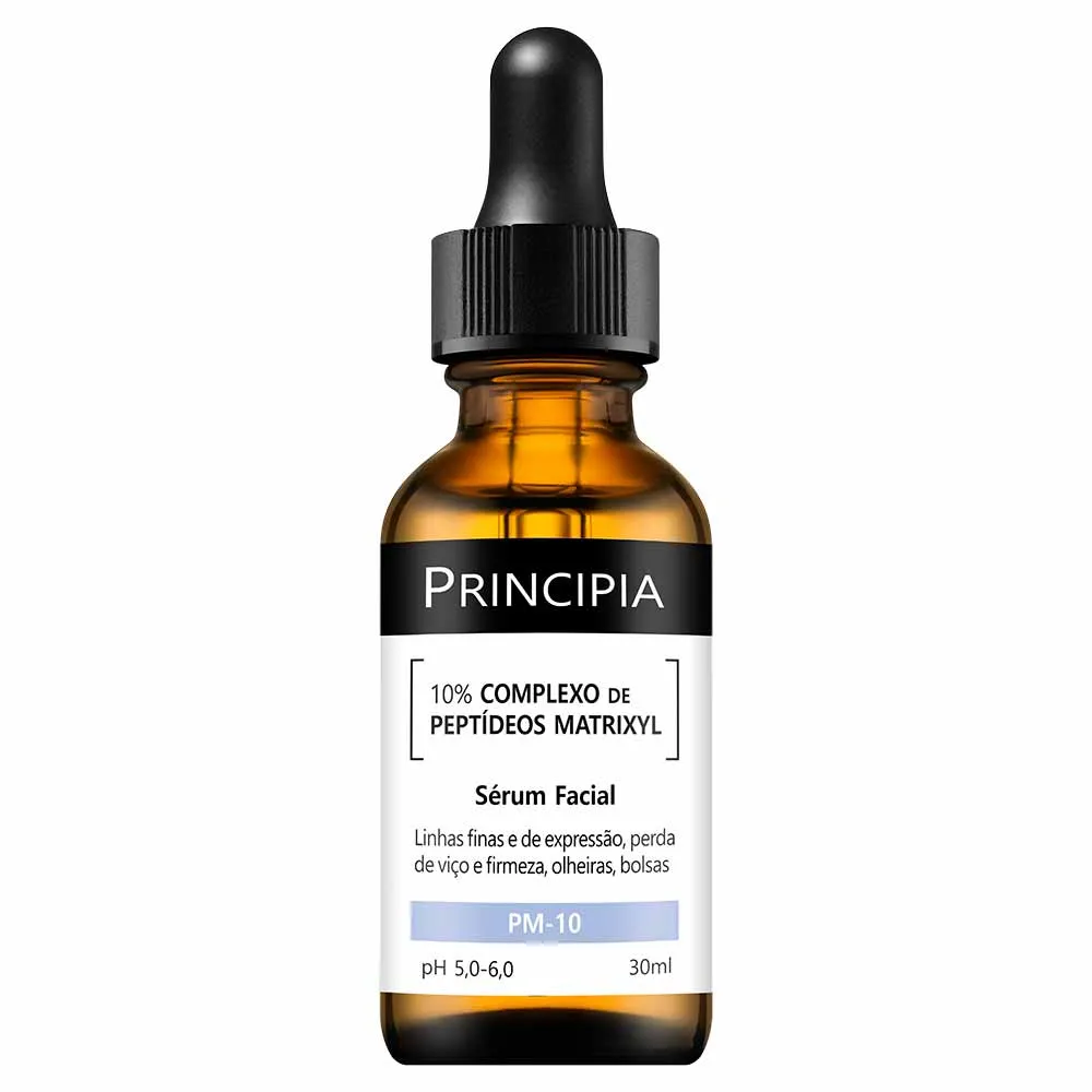 Sérum facial com 10% de complexo de peptídeos Matrixyl, indicado para linhas finas e perda de firmeza