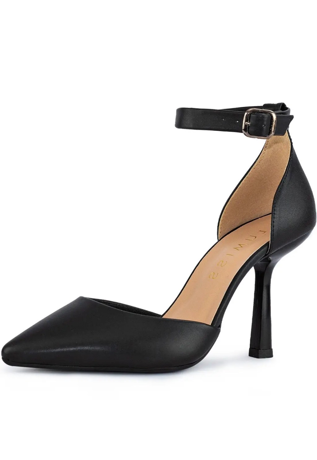 Foto de uma sandália preta com salto