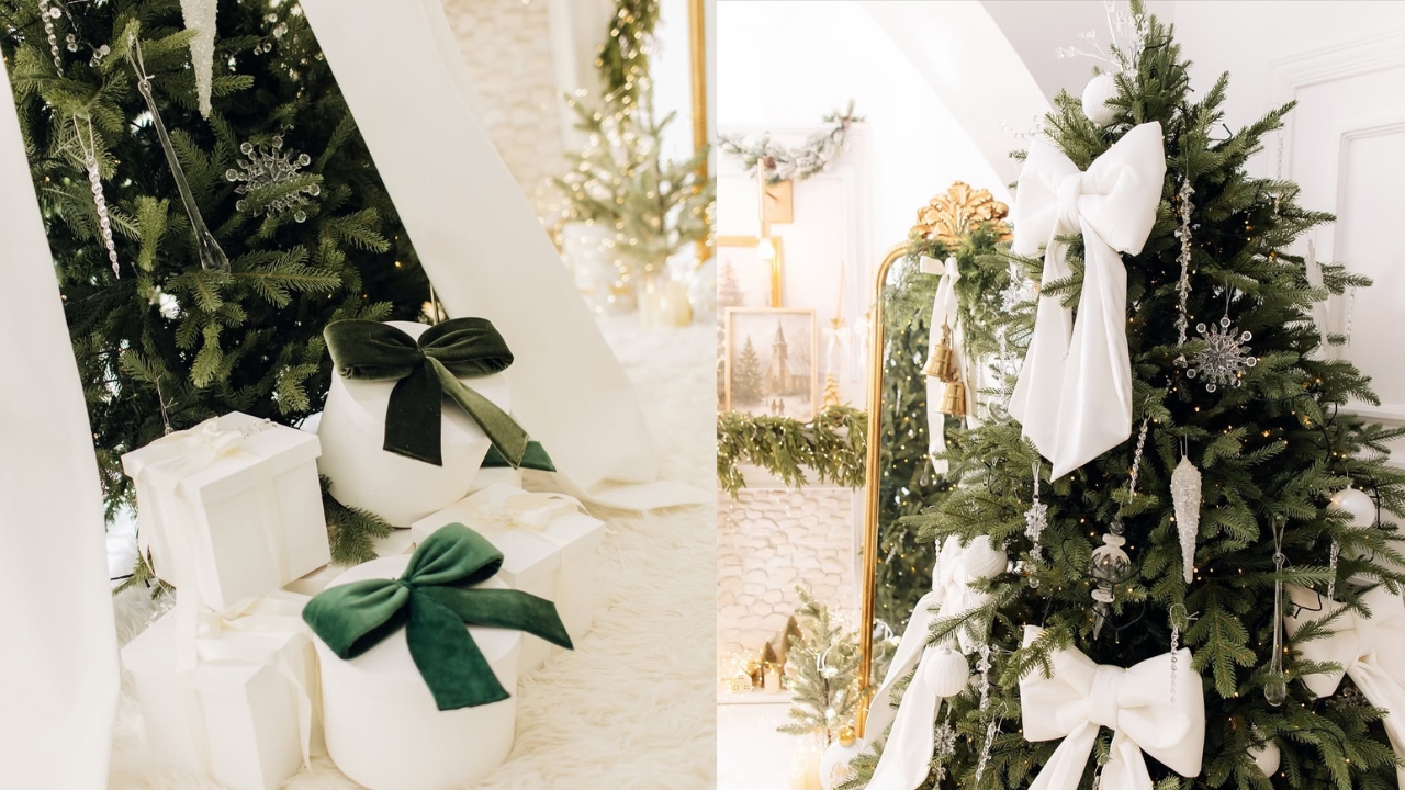 D&eacute;cor de Natal com elementos em vermelho para um toque cl&aacute;ssico.