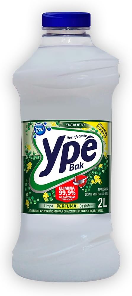 Produto de limpeza de cor branca e tampa azul, da marca Yp&ecirc;