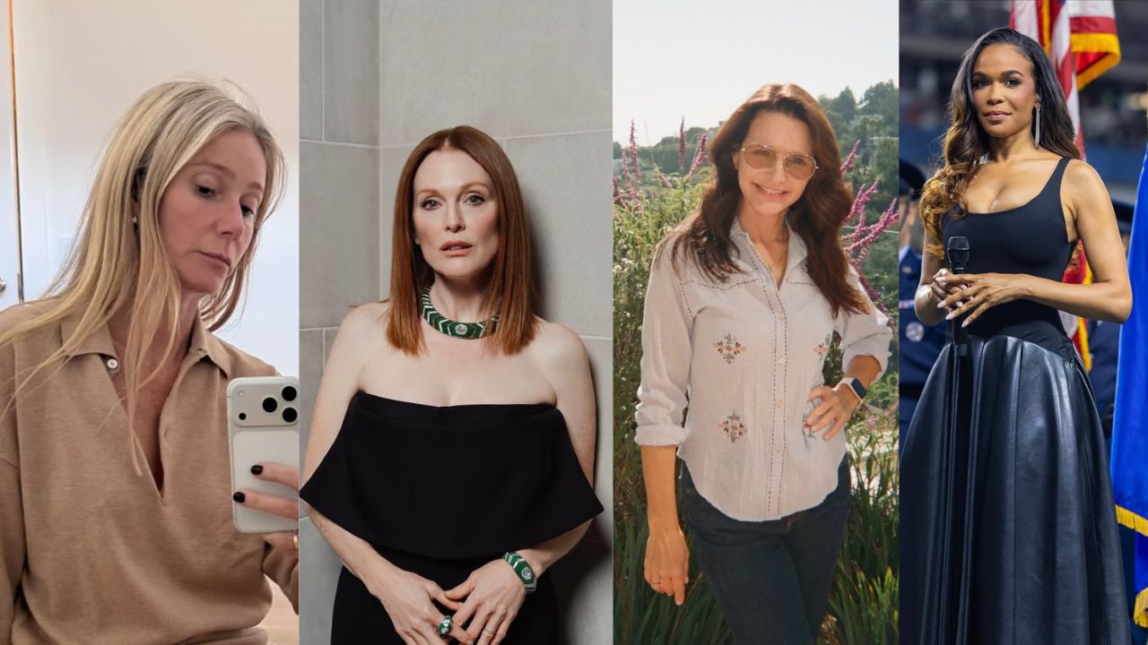 Imagens mostram celebridades com visuais no estilo quiet luxury, ideal para mulheres maduras.