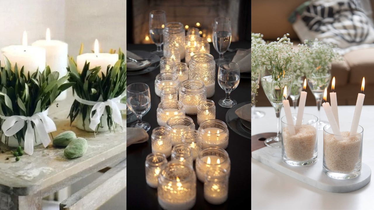 Velas na decora&ccedil;&atilde;o de r&eacute;veillon.