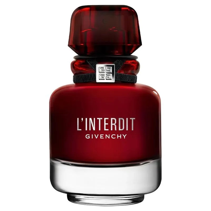 Foto o perfume L'Interdit Rouge Givenchy Eau de Parfum. A embalagem &eacute; vermelha