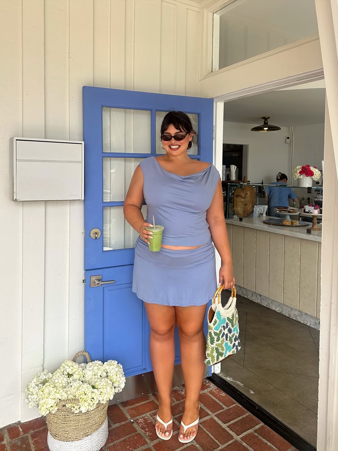 conjuntinho leve azul para usar no Natal