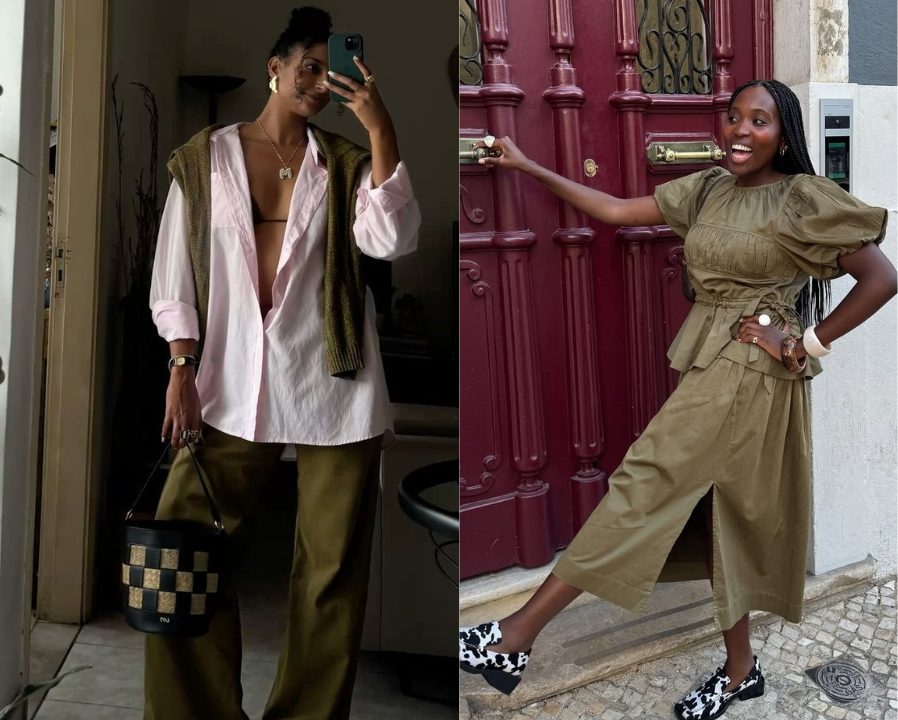 Duas modelos usando looks verdes de ver&atilde;o