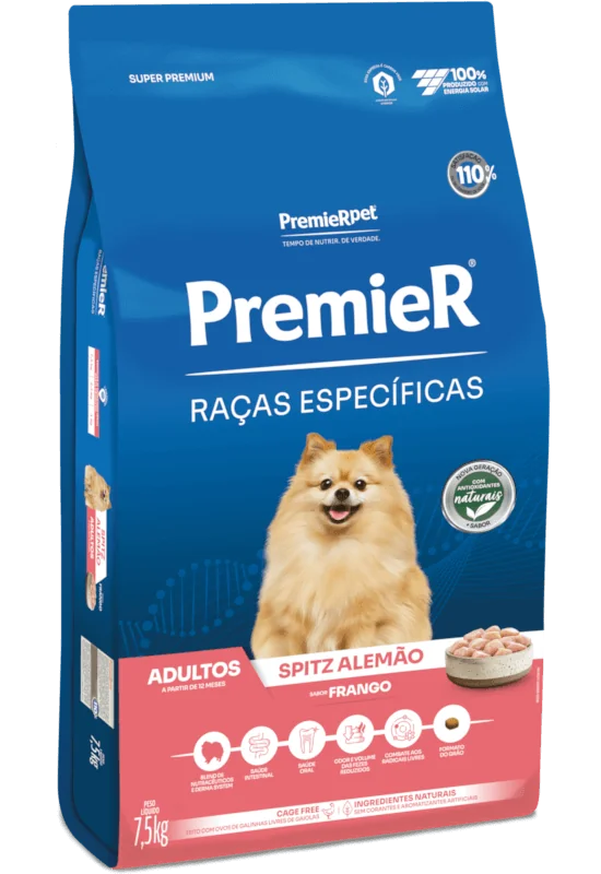 Ra&ccedil;&otilde;es PremieR Ra&ccedil;as Espec&iacute;ficas para c&atilde;es adultos, com f&oacute;rmulas adaptadas &agrave;s necessidades nutricionais de ra&ccedil;as como Bulldog Franc&ecirc;s e Shih Tzu.
