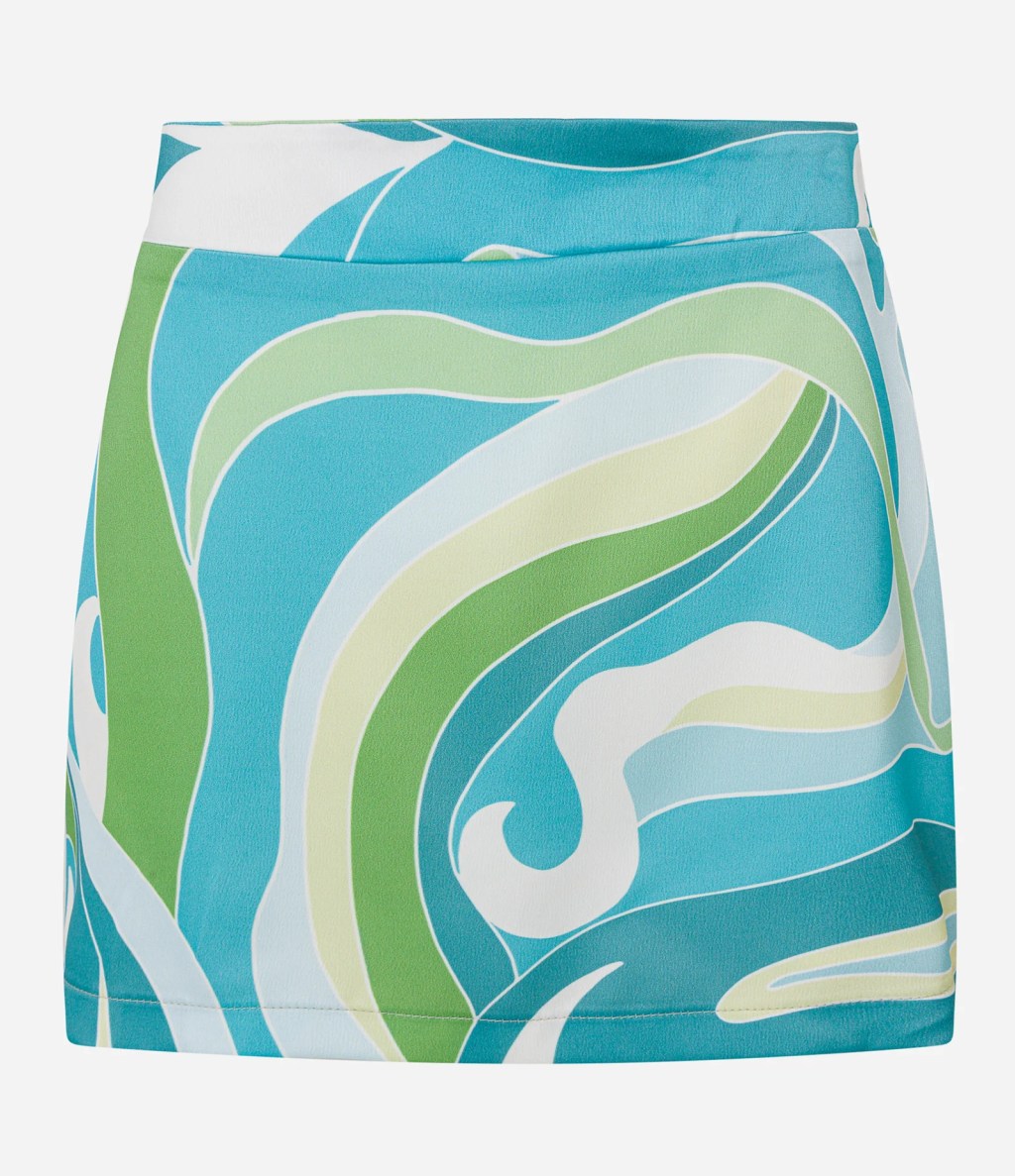 Foto de uma minissaia azul e verde