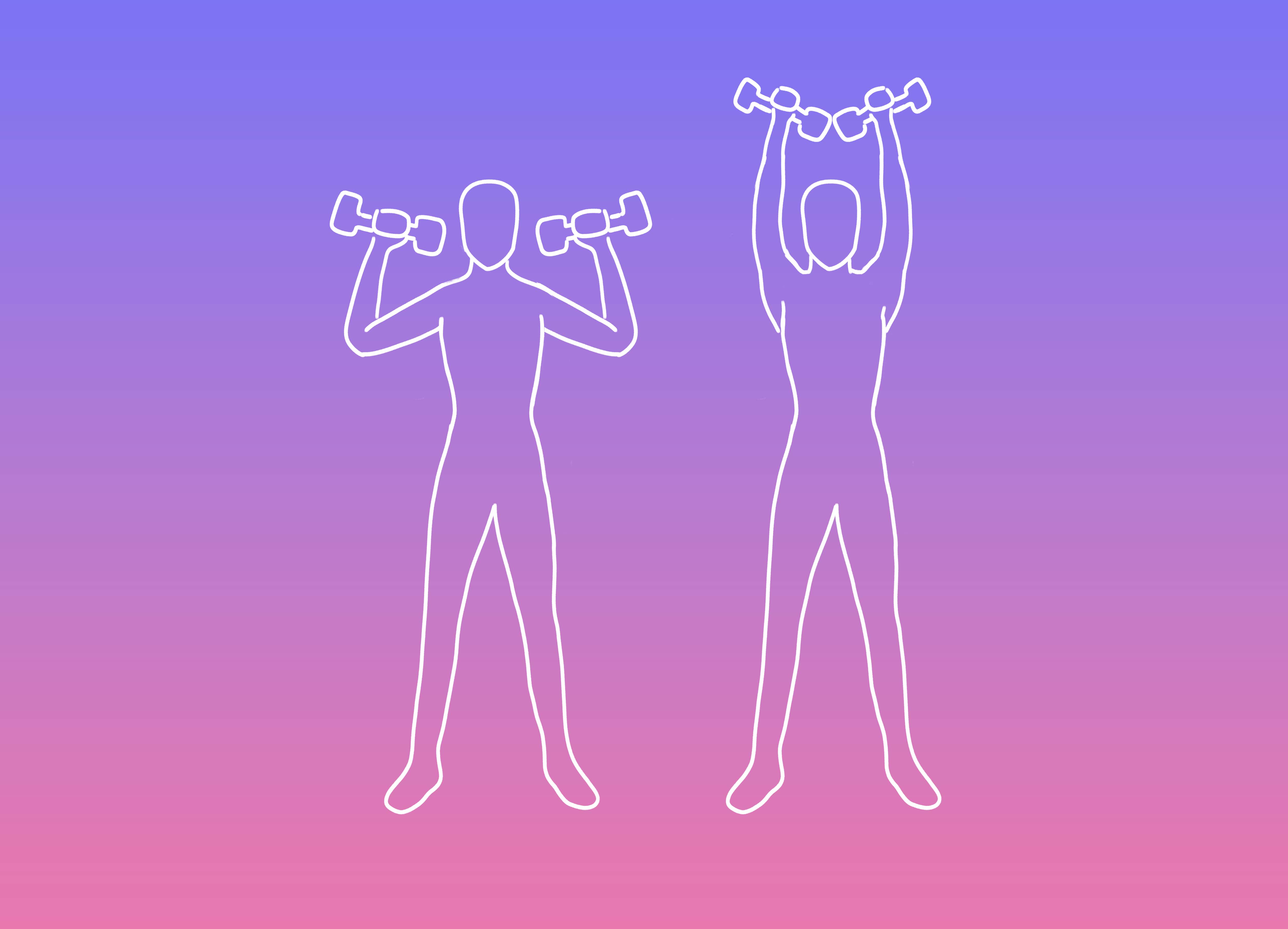 Ilustra&ccedil;&atilde;o de um humano fazendo desenvolvimento com halteres