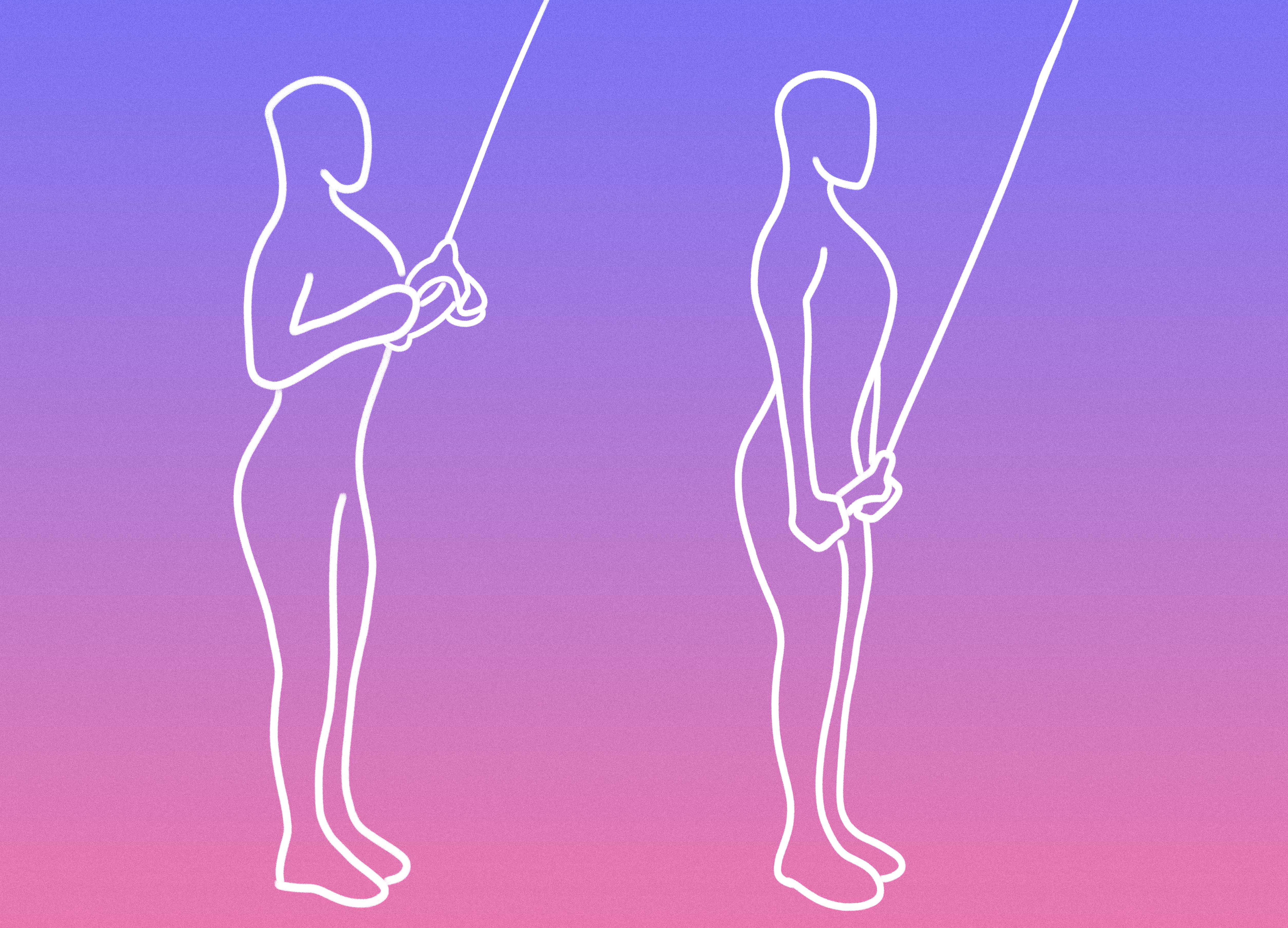 Ilustra&ccedil;&atilde;o de um humano fazendo triceps corda