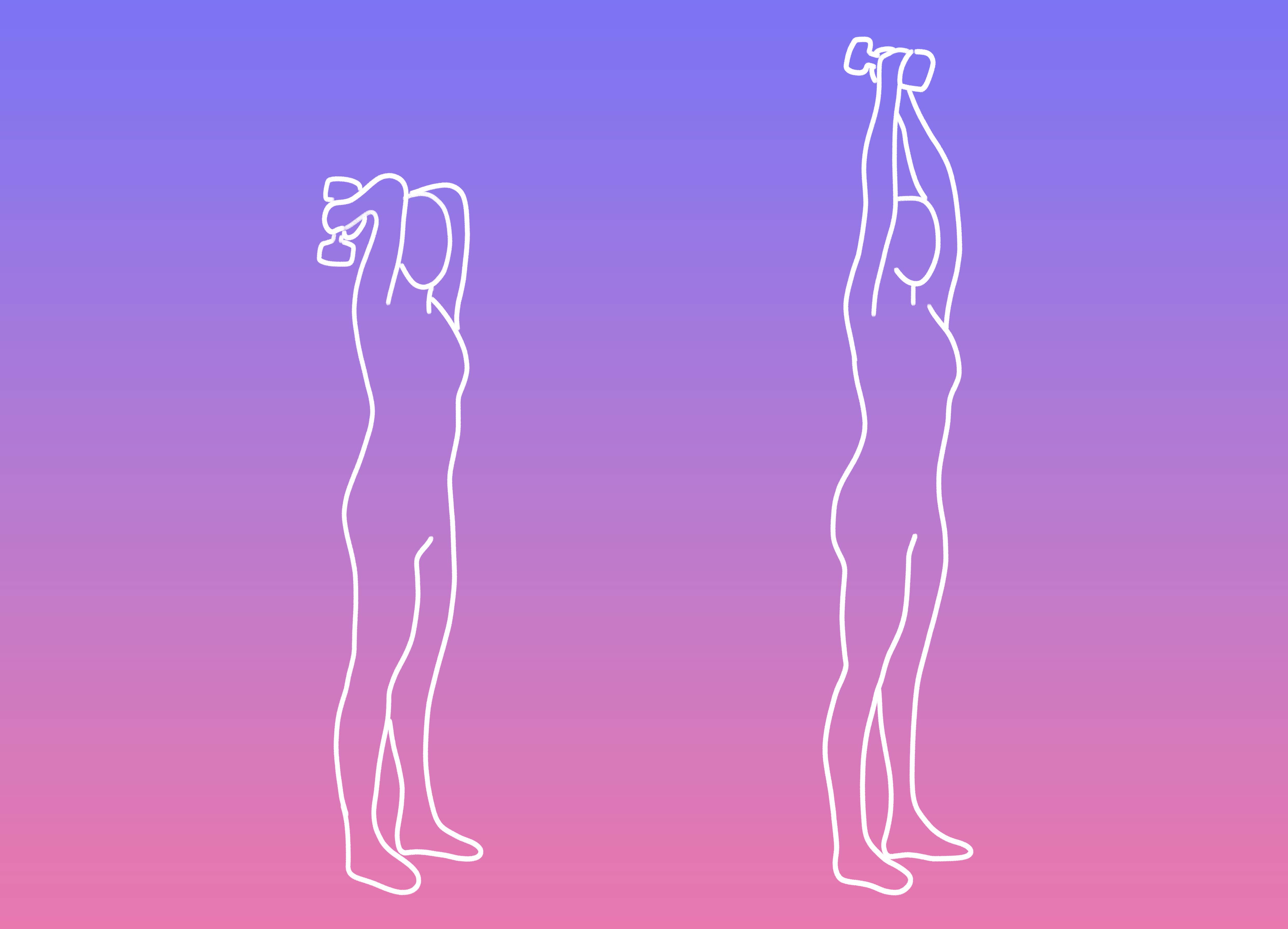 Ilustra&ccedil;&atilde;o de um humano fazendo triceps franc&ecirc;s