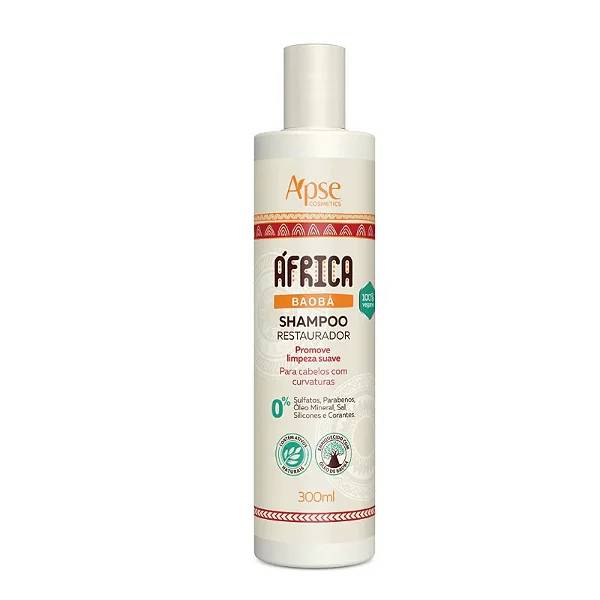 Shampoo &Aacute;frica Baob&aacute; Restaurador, da Apse, com limpeza suave para curvaturas