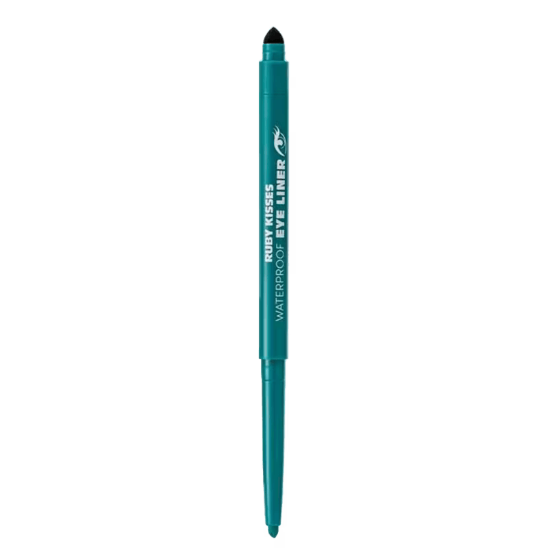 L&aacute;pis de olho Ruby Kisses Eye Liner turquesa &agrave; prova d&rsquo;&aacute;gua em formato retr&aacute;til, perfeito para maquiagem colorida de Carnaval, delineado vibrante e esfumado tropical com alta pigmenta&ccedil;&atilde;o e longa dura&ccedil;&atilde;o.