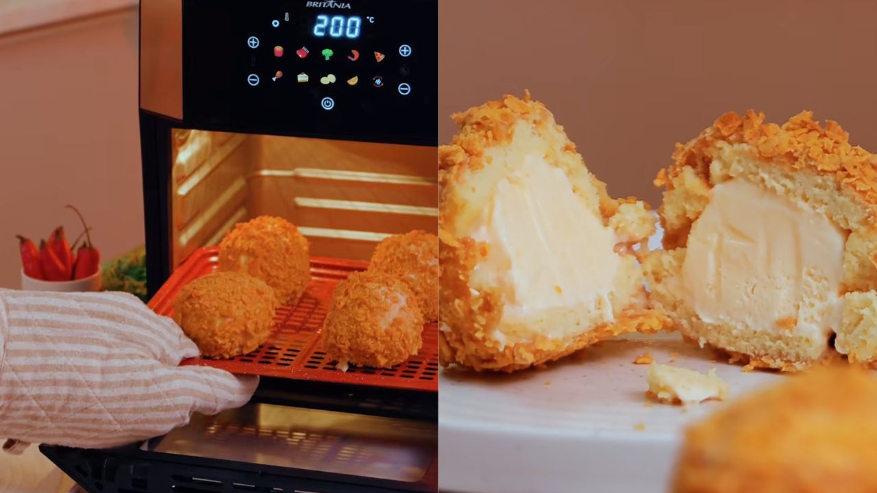 Sorvete frito na Air Fryer: crocante por fora e gelado por dentro