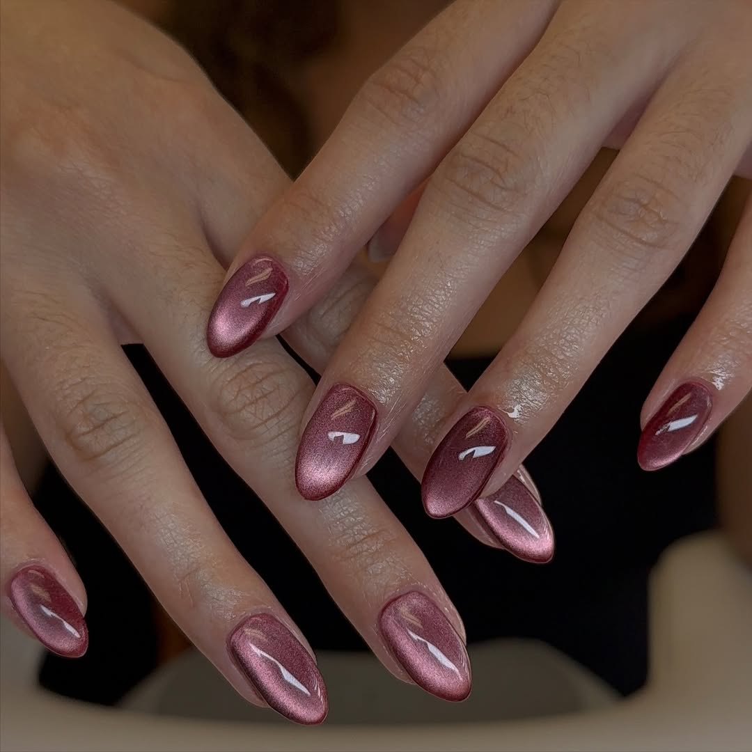 Unhas olhos de gato vinho rosado com efeito magn&eacute;tico intenso