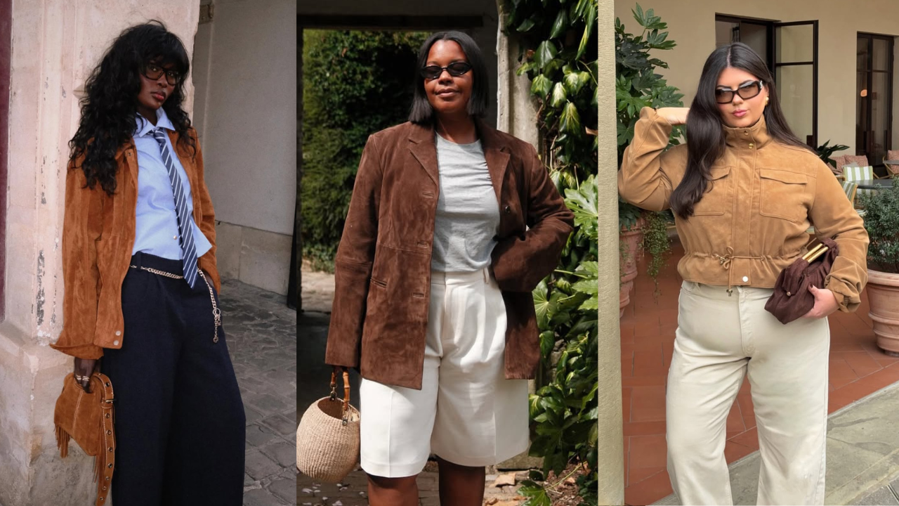 Tr&ecirc;s looks de outono de mulheres com roupas em tom de bege camur&ccedil;a