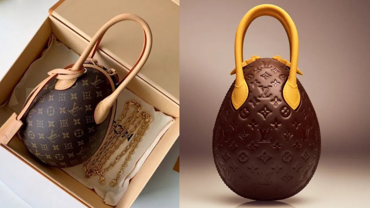 Bolsa em formato de ovo e ovo de p&aacute;scoa inspirada na bolsa postas lado a lado