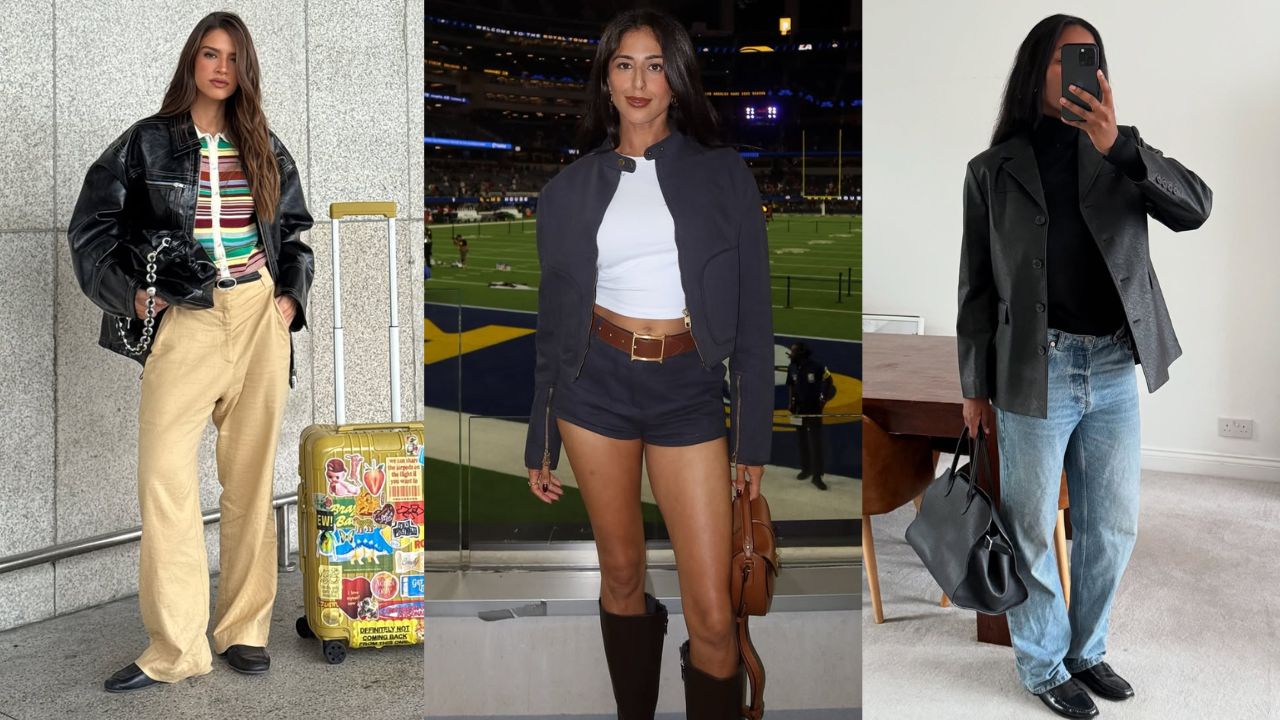 Tr&ecirc;s mulheres posando para foto com looks de cintura baixa