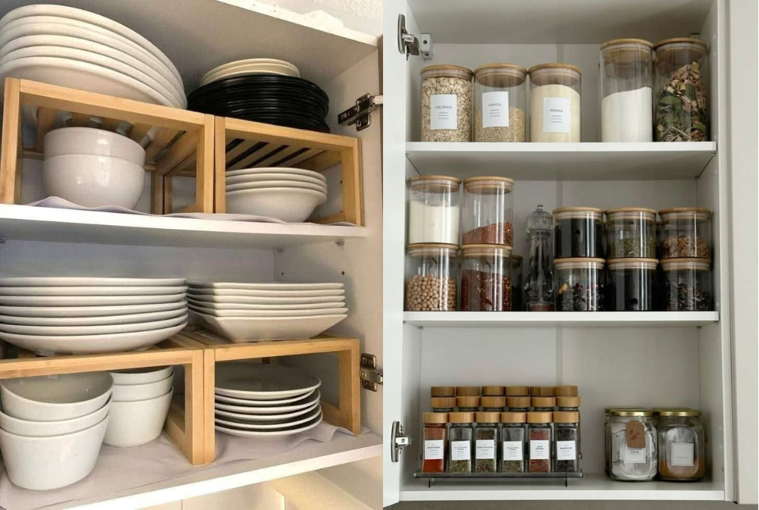 Organiza&ccedil;&atilde;o interna de arm&aacute;rios de cozinha