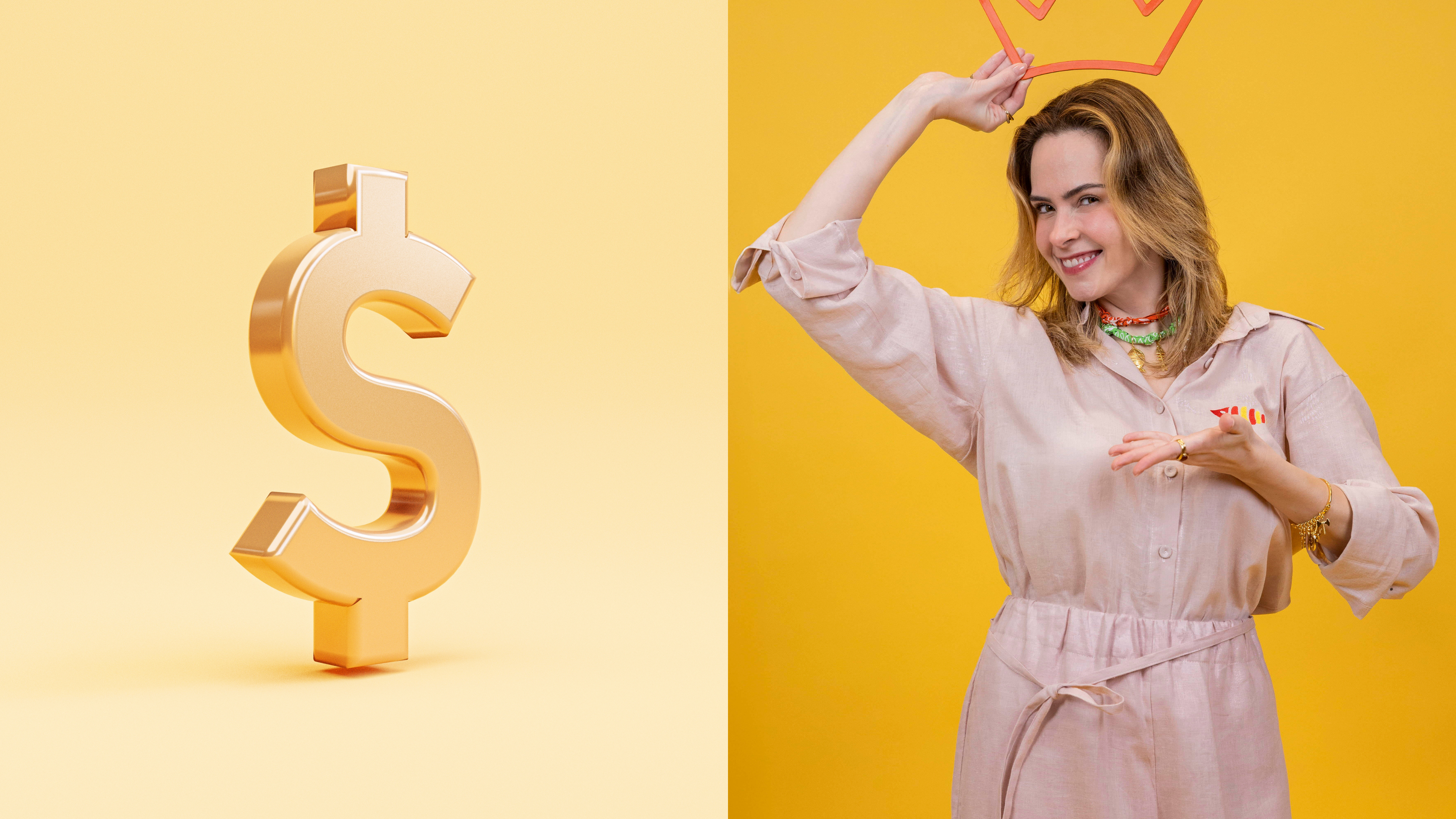 Montagem de foto da vencedora do BBB26, Ana Paula Renault e imagem de cifrão