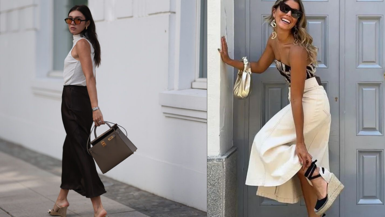 Inspirações de looks com salto anabela