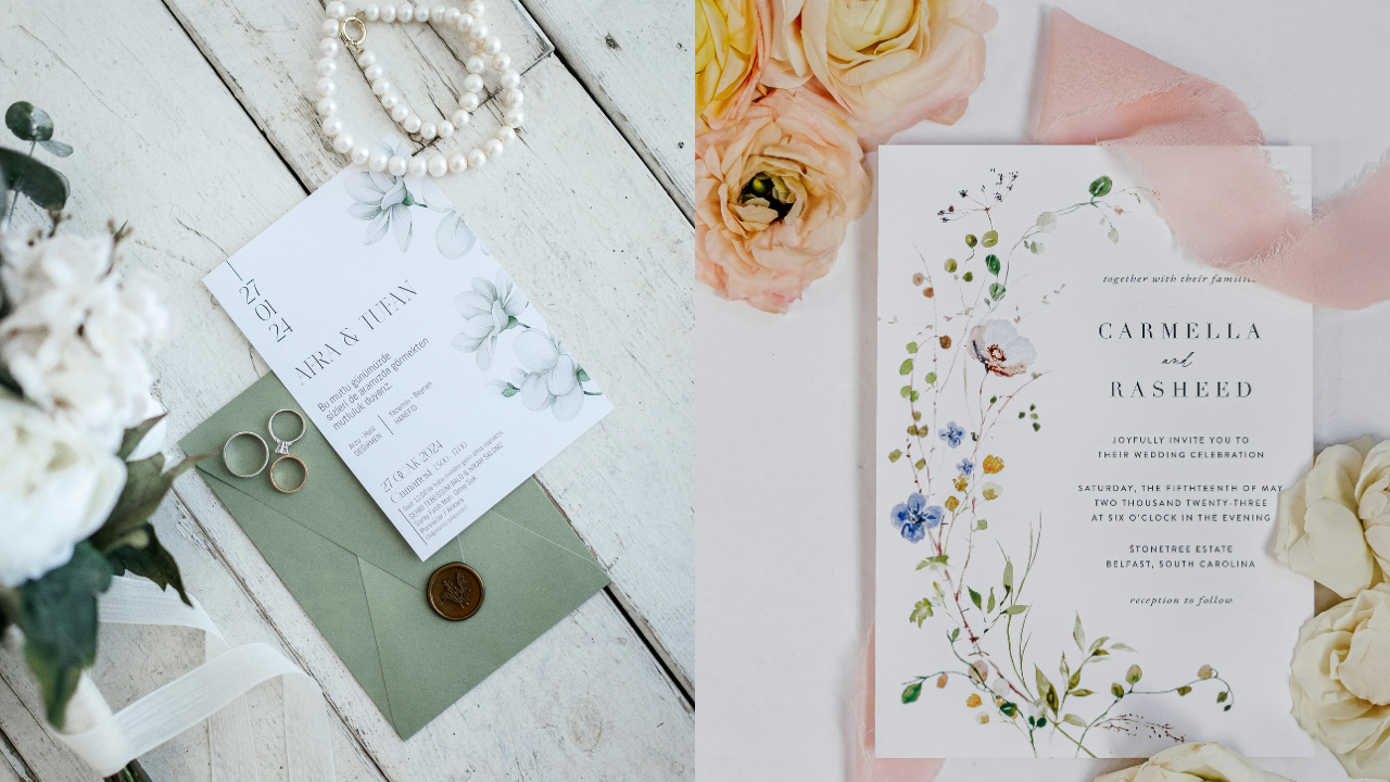 Inspirações de convites de casamento criativos com papelaria