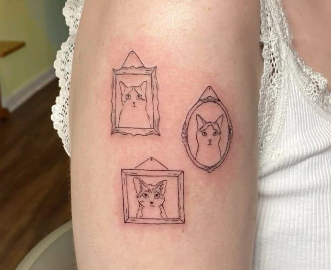 Galeria de retratos de gatinhos tatuada no bra&ccedil;o