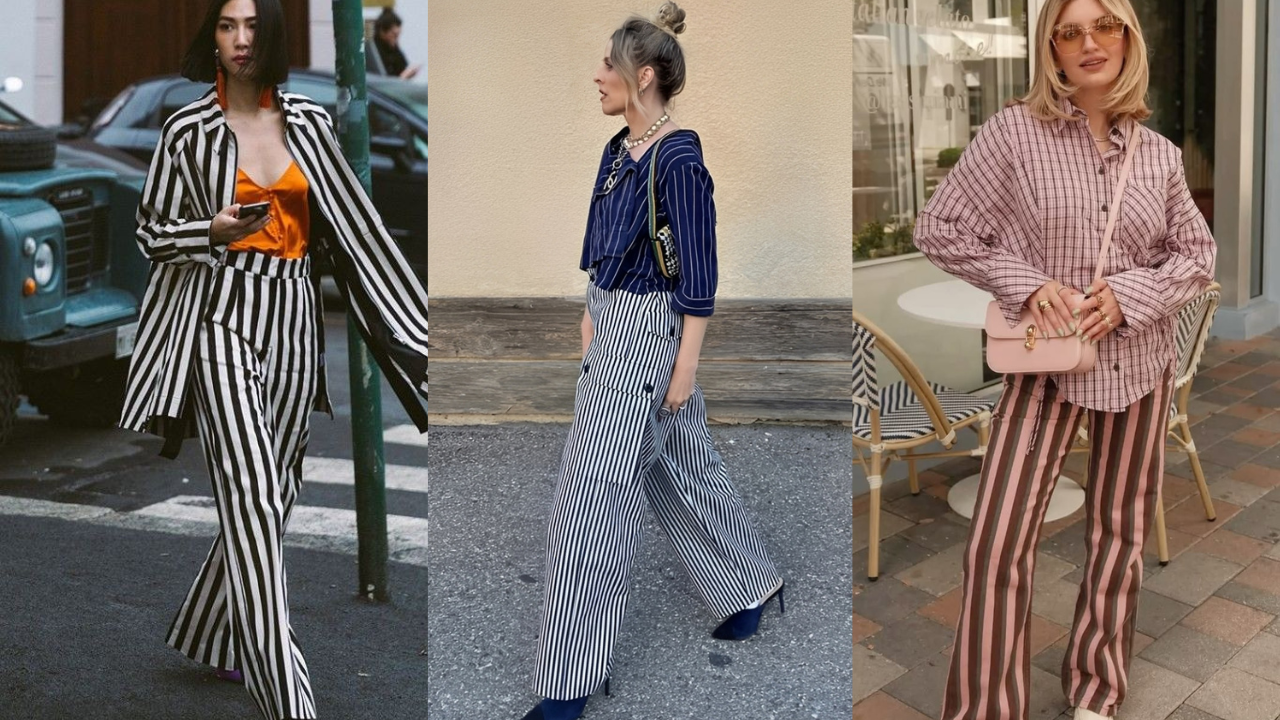 5 looks com calça listrada que são tendência neste inverno