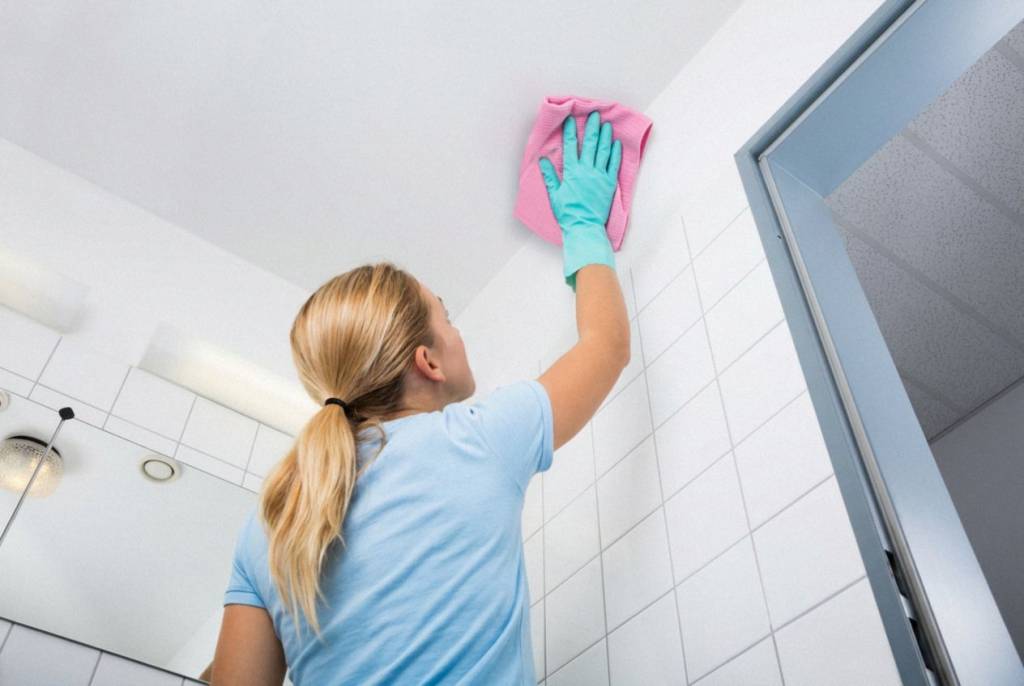 Como deixar o teto do banheiro tão limpo que parece recém-pintado, com apenas dois produtos