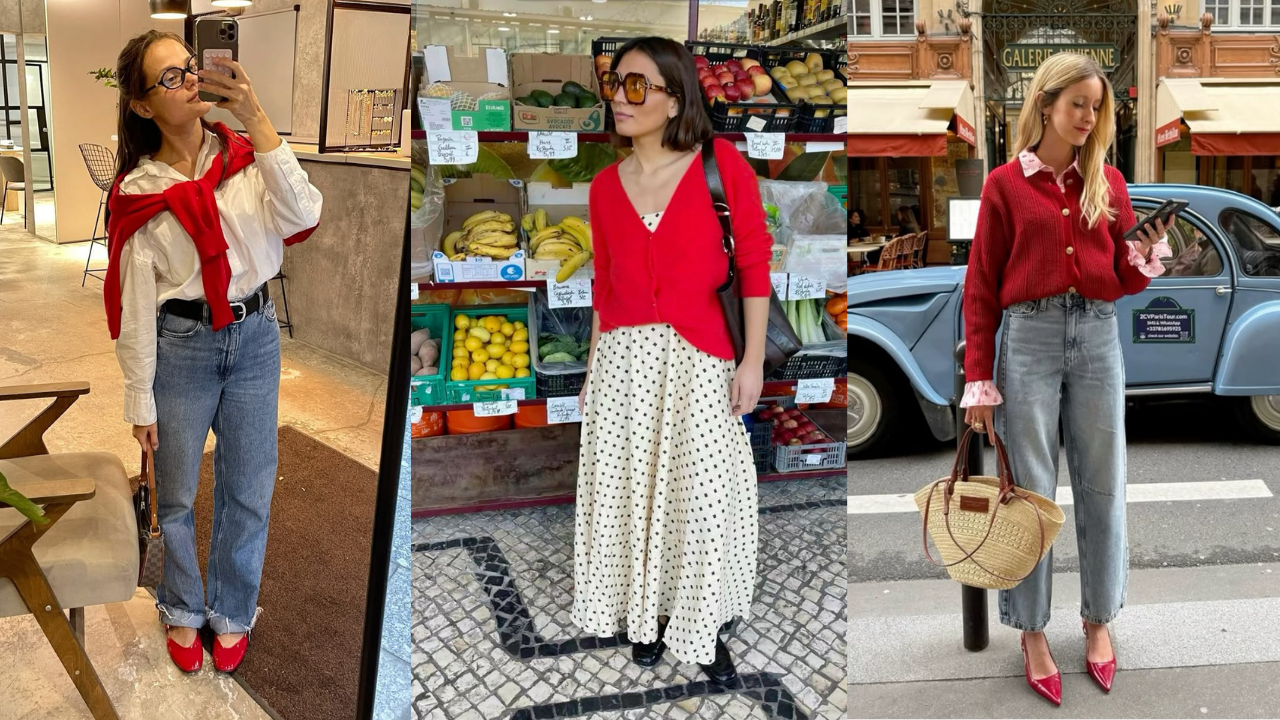 Cardigan vermelho é tendência: 8 looks para usar na primavera